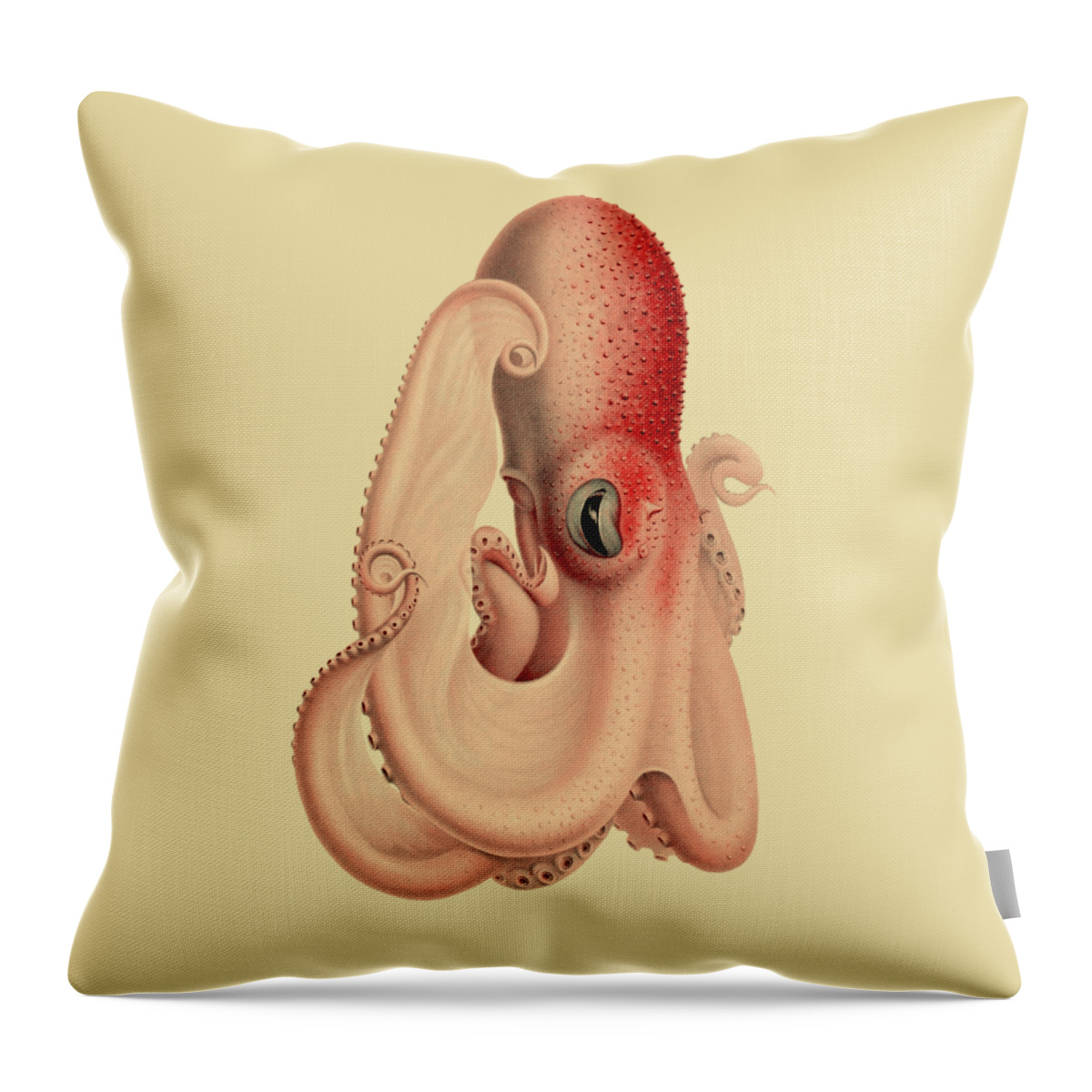 Octopus Throw Pillow featuring the digital art Pink Octopus by Madame Memento