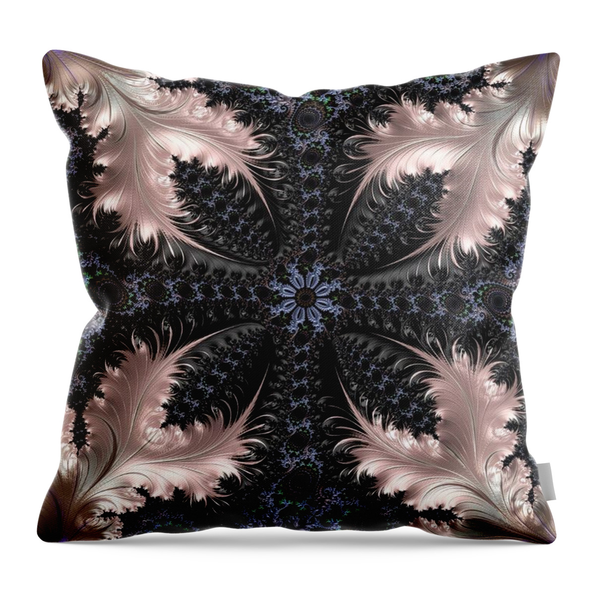 Fractal Throw Pillow featuring the digital art Pink Petals by Amanda Moore