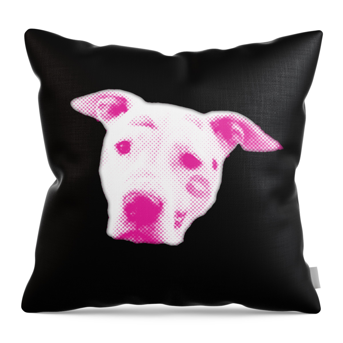 Funny Throw Pillow featuring the digital art Pink Pitbull Head by Flippin Sweet Gear
