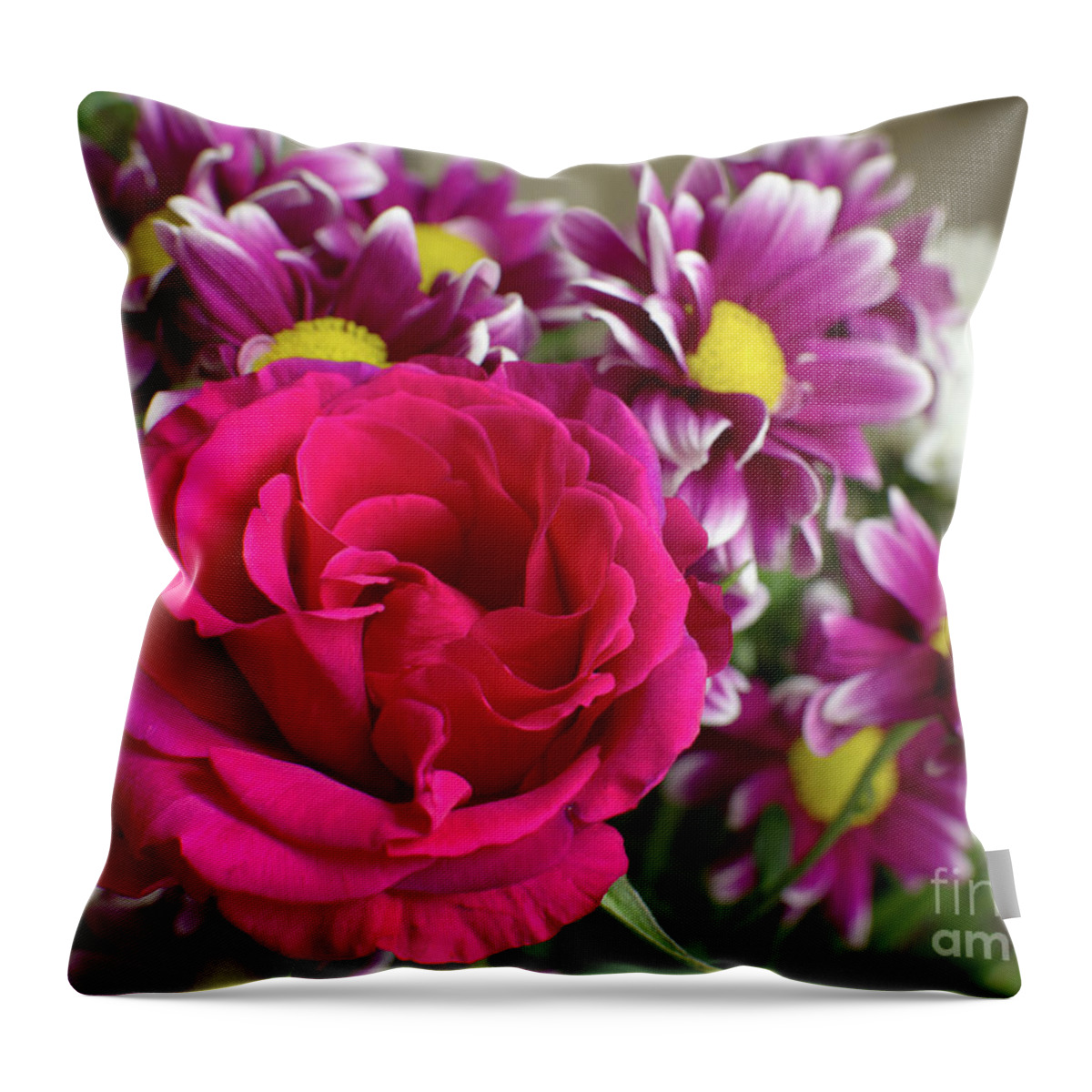 Bouquet Throw Pillow featuring the photograph Pink Rose bouquet by Pics By Tony