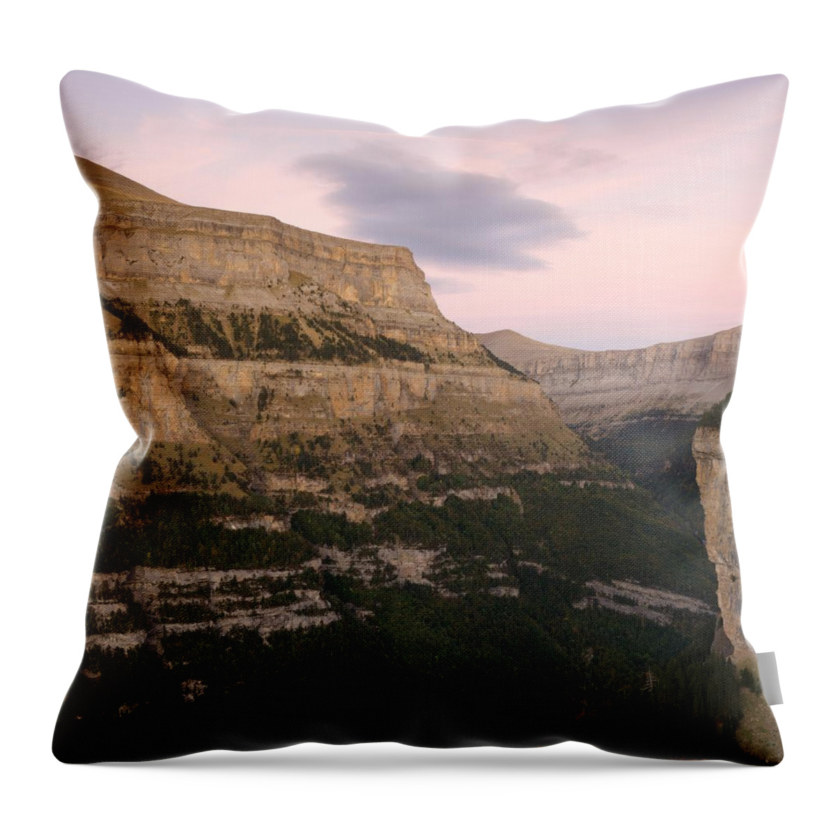 Ordesa Valley Throw Pillow featuring the photograph Pink Skies over the Ordesa Valley by Stephen Taylor