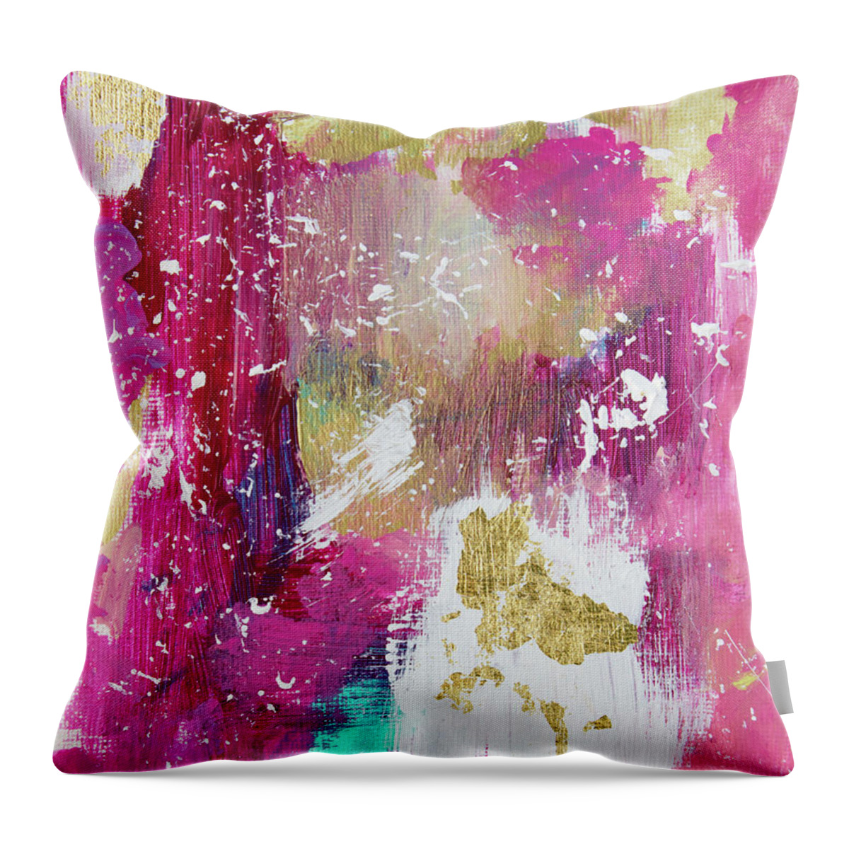 Pink Throw Pillow featuring the painting Pink Thoughts by Linh Nguyen-Ng