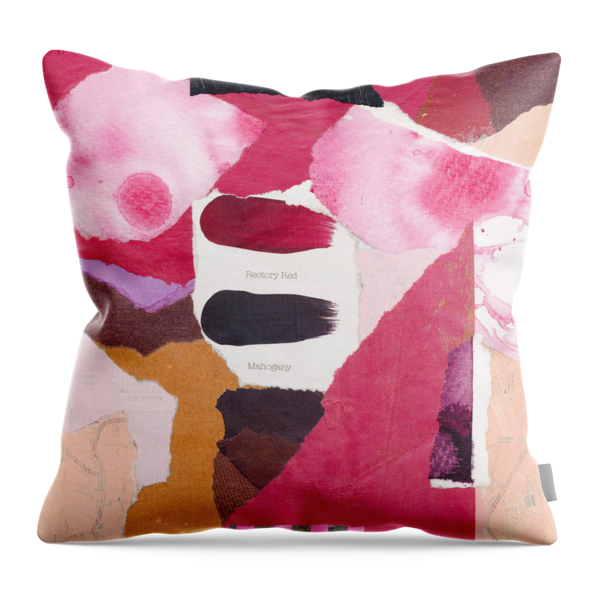 Collage Throw Pillow featuring the mixed media 0088-Tourmaline Pink by Anke Classen