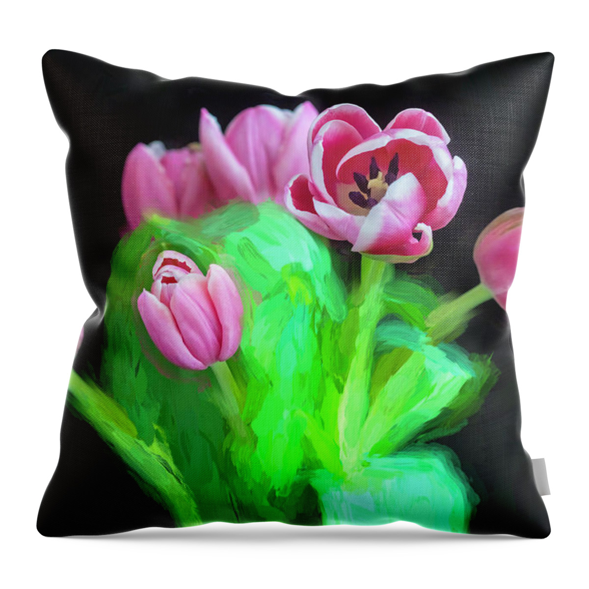 Tulips Throw Pillow featuring the photograph Pink Tulips Pink Impression X1043 by Rich Franco