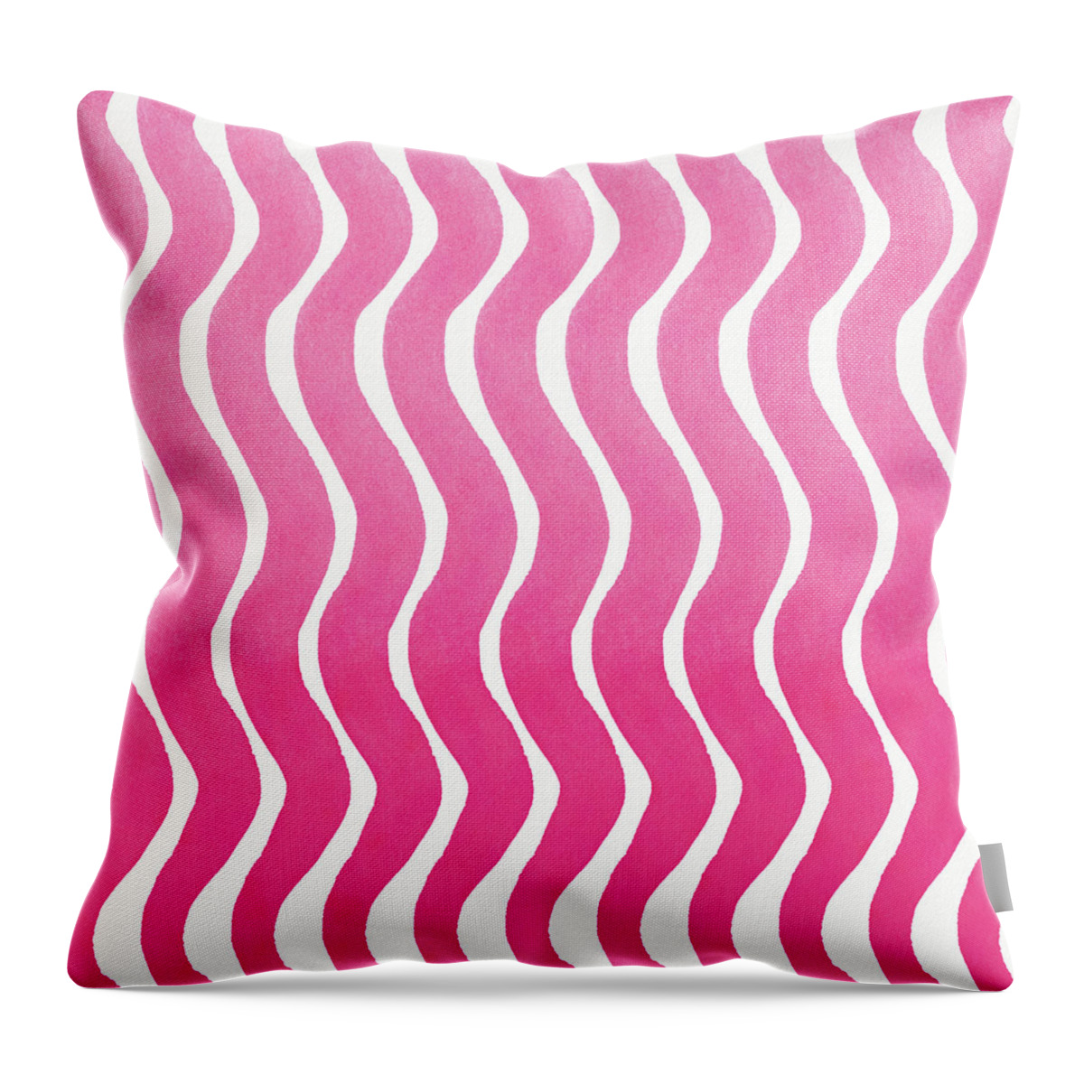 Pink Throw Pillow featuring the painting Pink Waves- Abstract Watercolor Pattern by Linda Woods