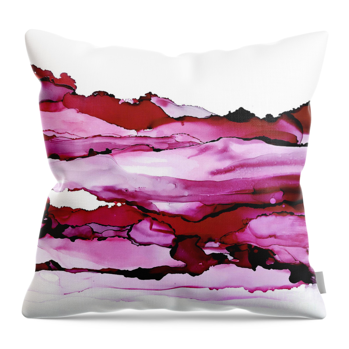 Alcohol Ink Throw Pillow featuring the painting Pinkscape 2 by Chris Paschke