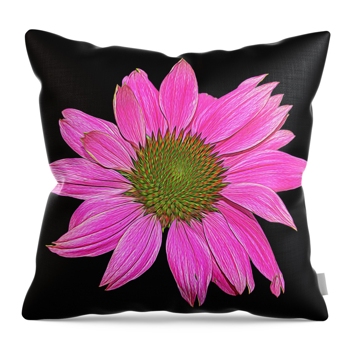 Flower Throw Pillow featuring the photograph Pink on Black by Cathy Kovarik