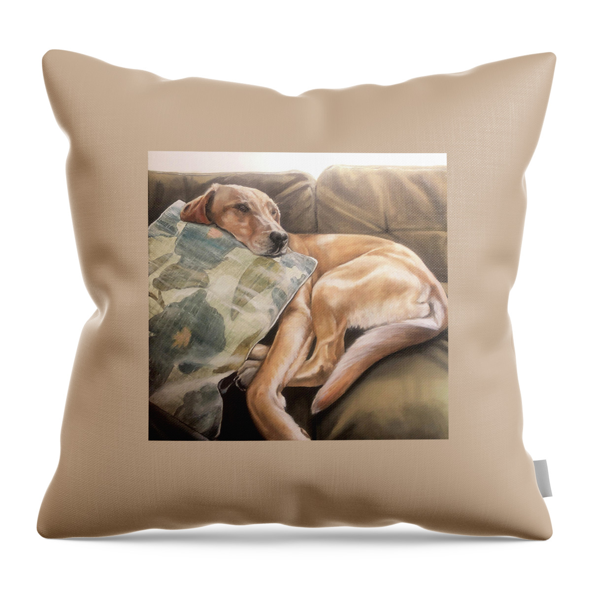 Golden Lab Throw Pillow featuring the painting Piper by Gail Chandler