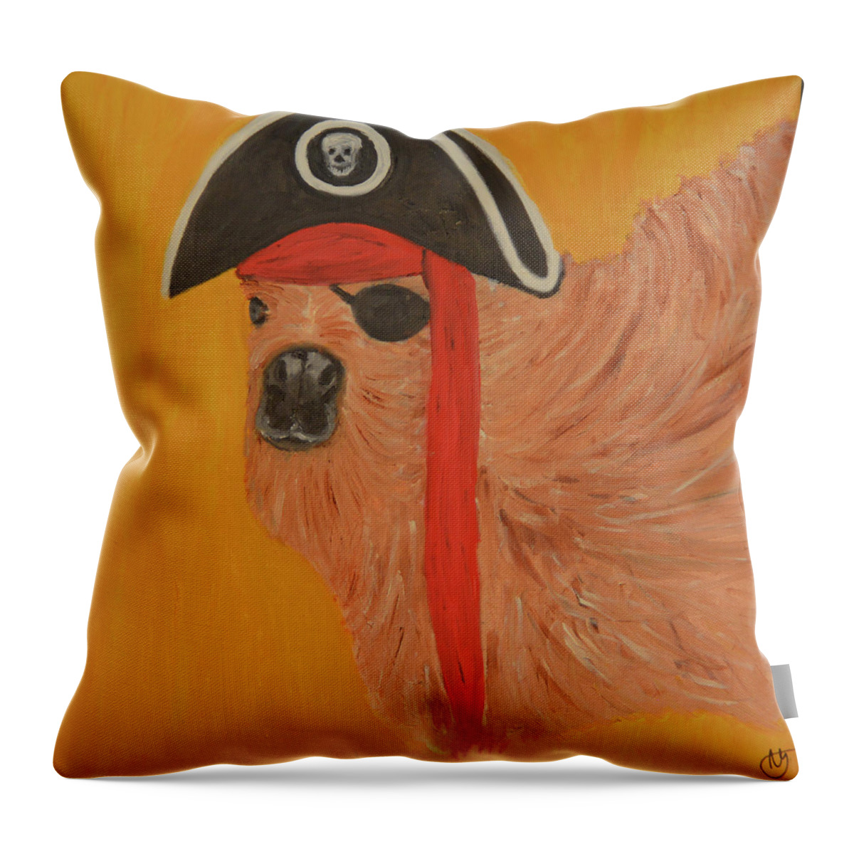 Camel. Pirates Throw Pillow featuring the painting Pirates of the Gobi Desert by Anita Hummel