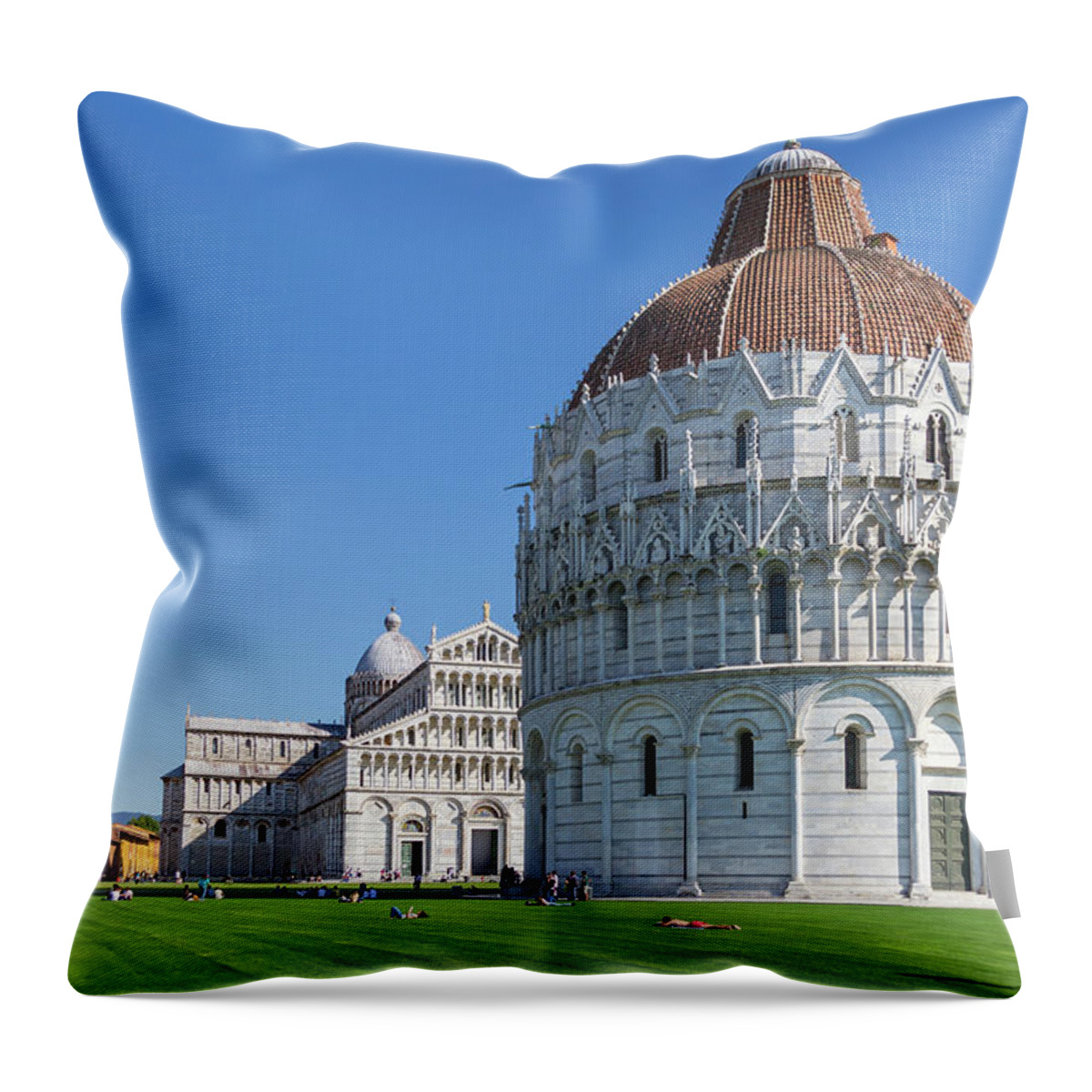 Pisa Throw Pillow featuring the photograph Pisa Baptistery by Andrew Lalchan