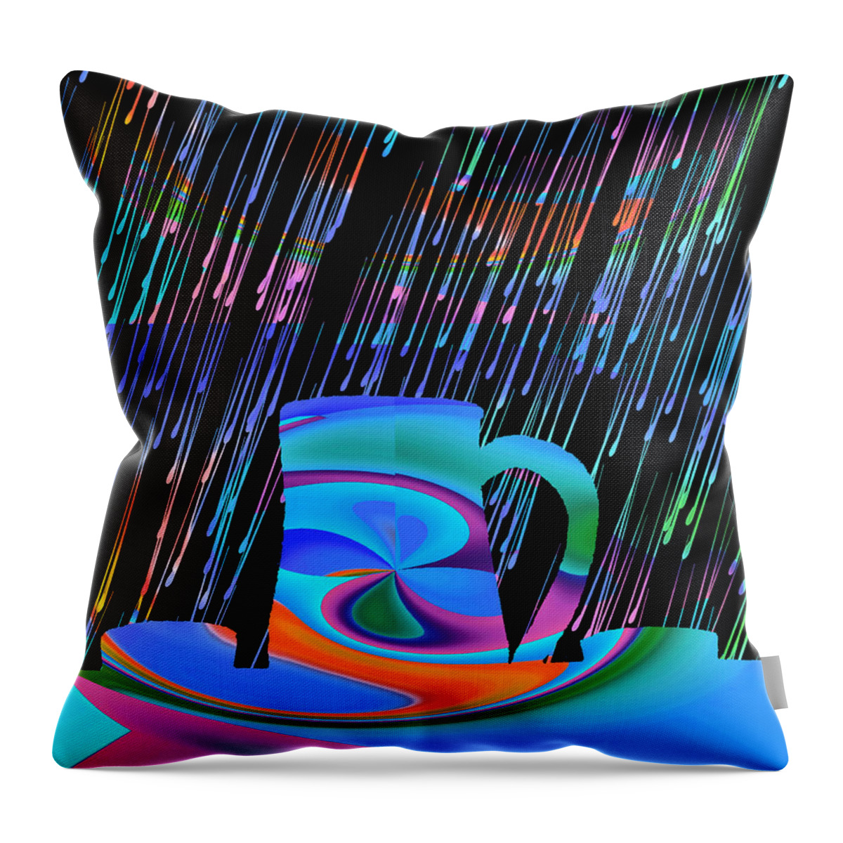 Cool Art Throw Pillow featuring the digital art Pitcher in Picture Abstract by Ronald Mills