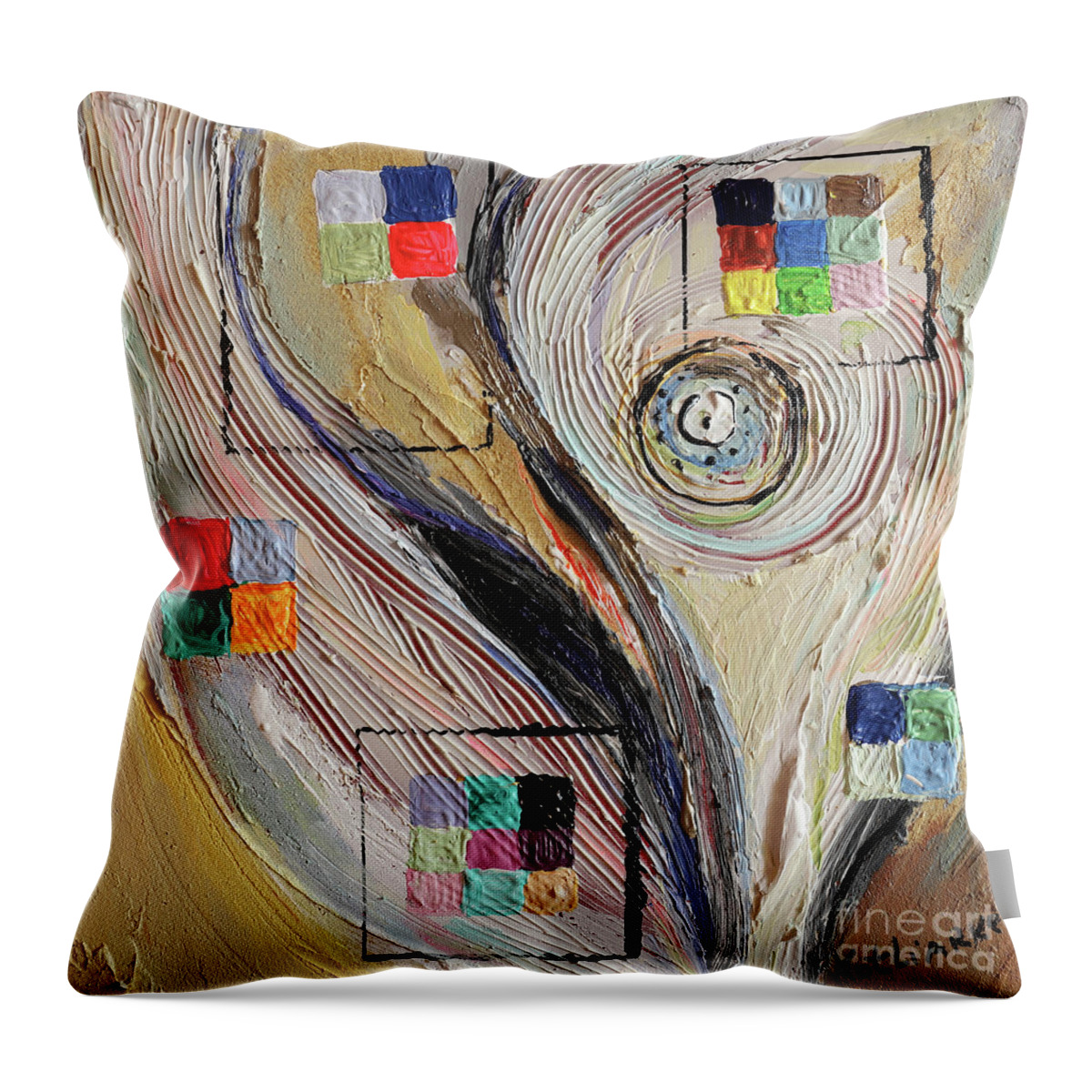 Geometric Art Throw Pillow featuring the painting Pixelization #5 by Elena Kotliarker