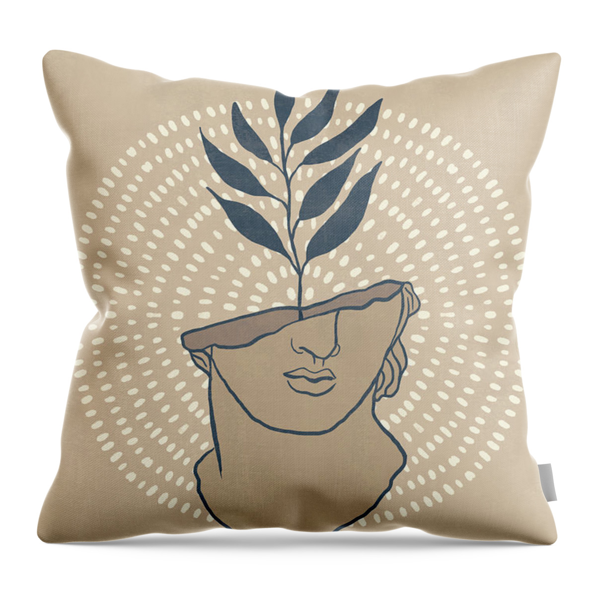 Minimal Throw Pillow featuring the digital art Planting a Thought 03 - Minimal, Modern - Monochromatic Contemporary Abstract by Studio Grafiikka