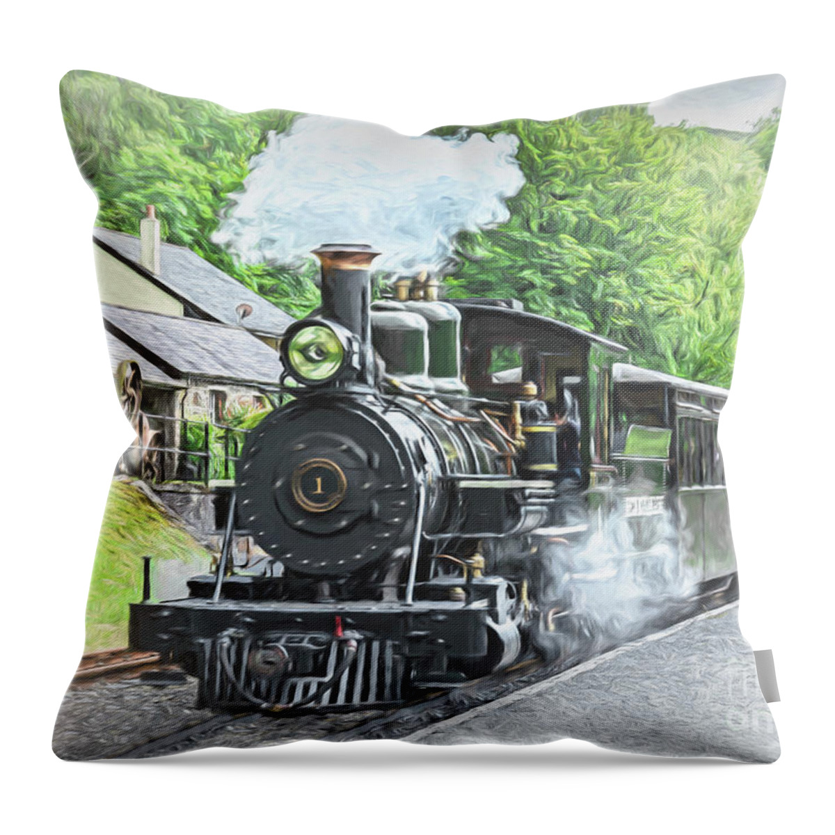 Baldwin Locomotive Throw Pillow featuring the photograph Platform Approach Impressionistic Style by Ian Lewis