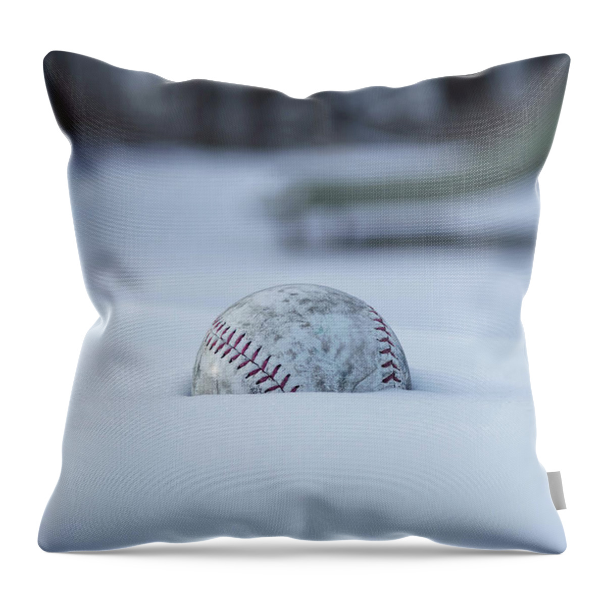 Baseball Throw Pillow featuring the photograph Play Ball? by Kimberly Mackowski