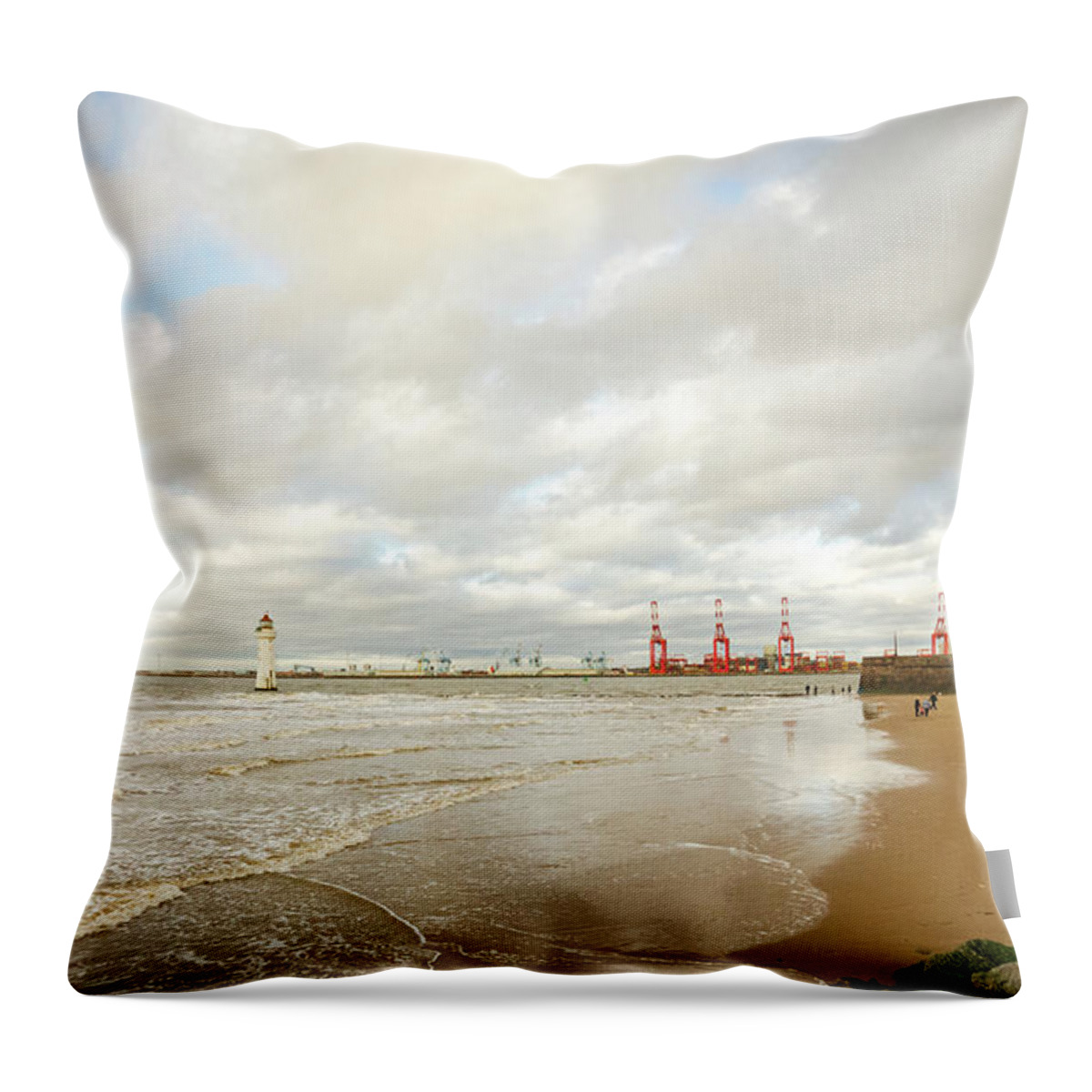 Beach Throw Pillow featuring the photograph Playing in the Tide by Spikey Mouse Photography