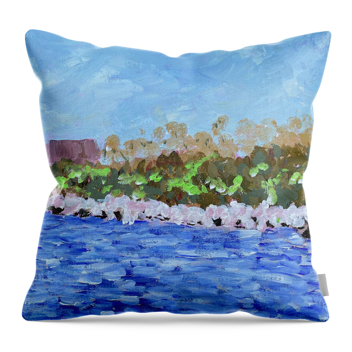  Throw Pillow featuring the painting Plein Air Blossoms by John Macarthur