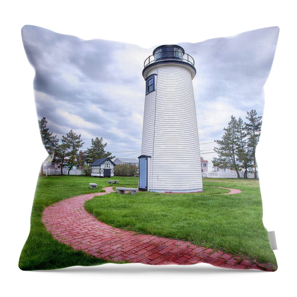 Plum Island Lighthouse Throw Pillow featuring the photograph Plum Island Lighthouse by Eric Gendron