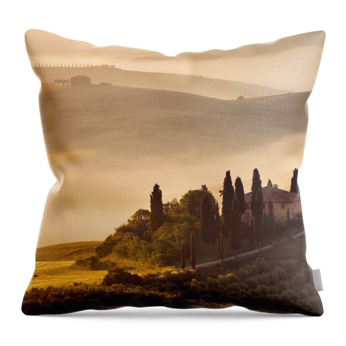 Podere Belvedere Throw Pillow featuring the photograph Podere Belvedere by Peter Boehringer