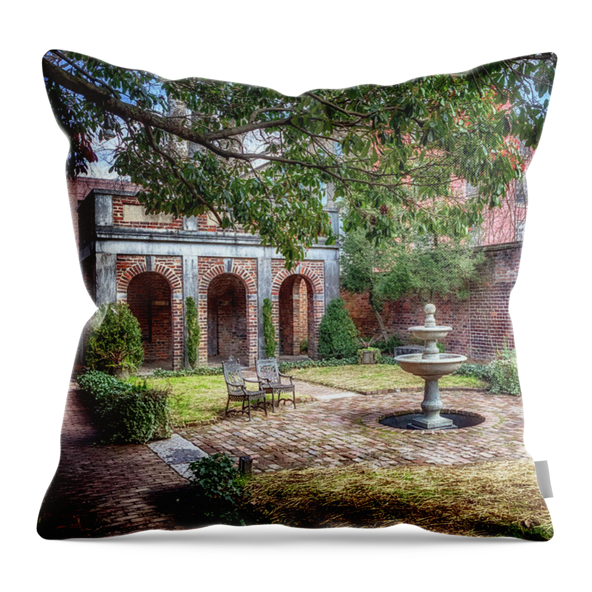 Richmond Throw Pillow featuring the photograph Poe's Enchanted Garden by Susan Rissi Tregoning