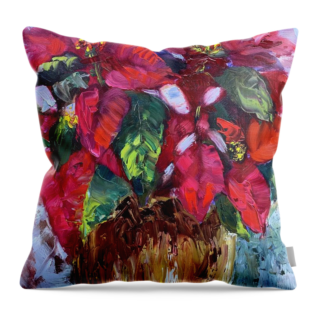 Poinsettia Throw Pillow featuring the painting Poinsettia by Melissa Torres