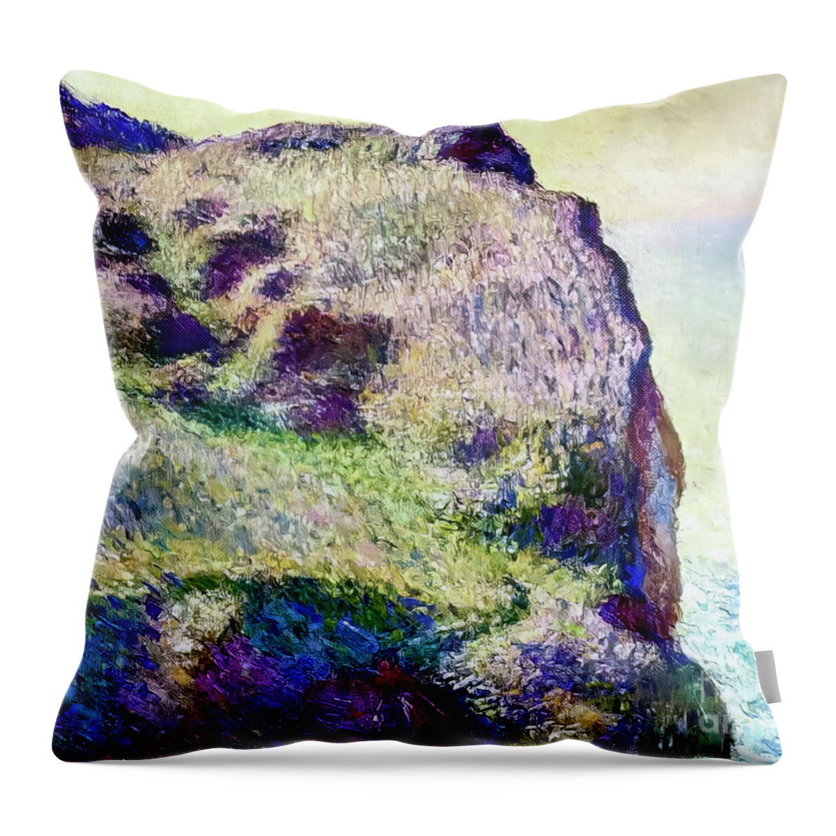 French Throw Pillow featuring the painting Point du Petit Ailly by Claude Monet 1897 by Claude Monet