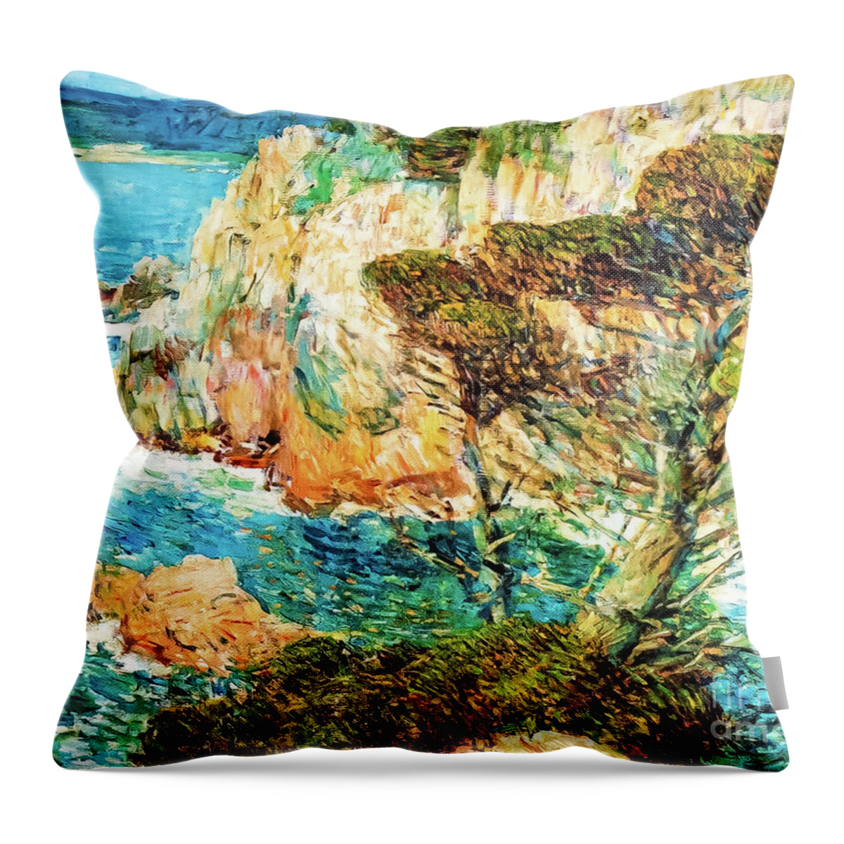 Point Throw Pillow featuring the painting Point Lobos, Carmel by Childe Hassam 1914 by Childe Hassam