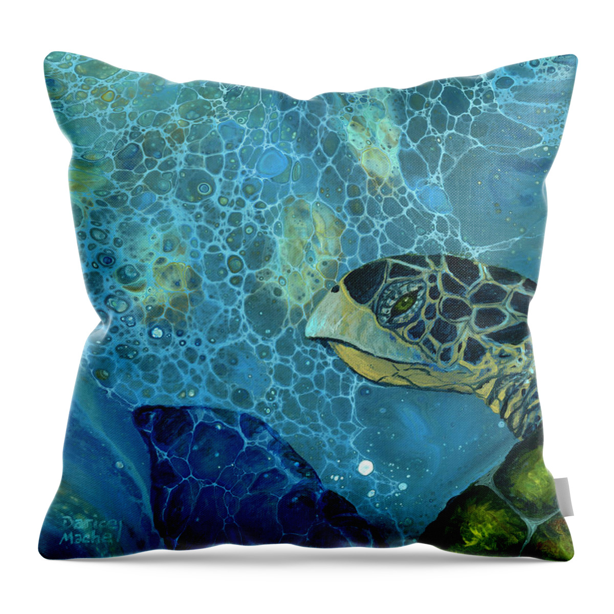 Honu Throw Pillow featuring the painting Pointing The Way by Darice Machel McGuire