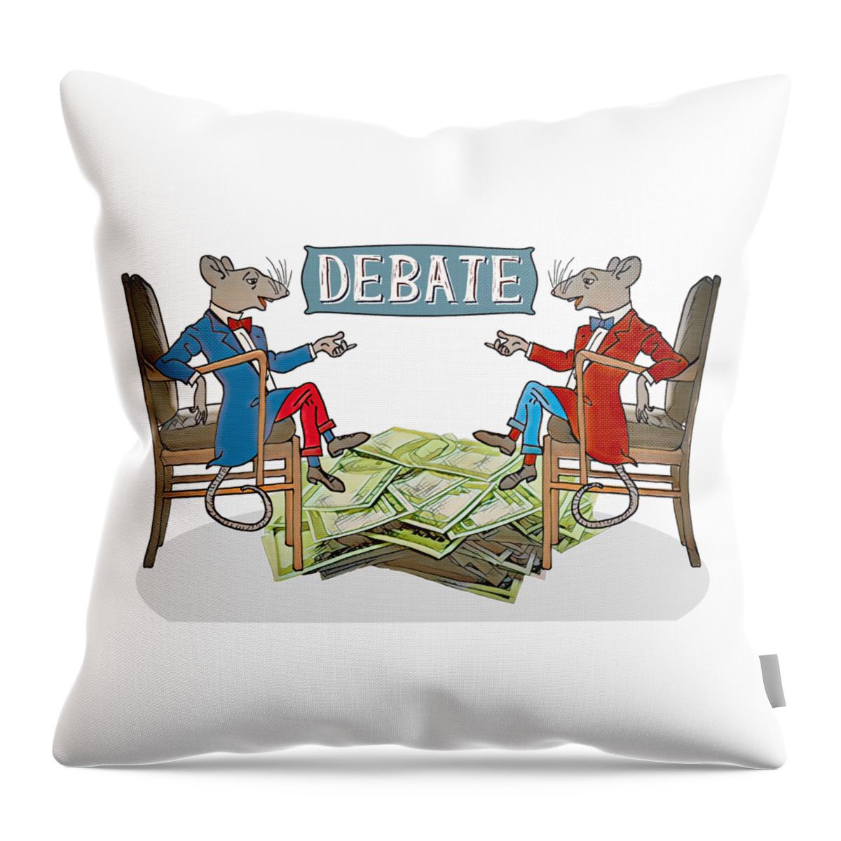 Political Rats Throw Pillow featuring the digital art Political Rats by John Haldane