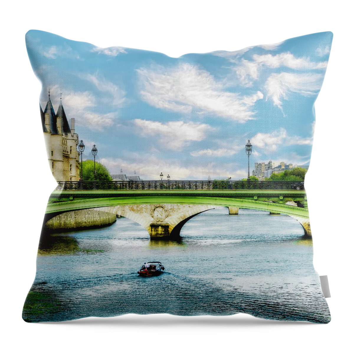 Paris Throw Pillow featuring the photograph Pont Au Change Over the Seine by Kay Brewer