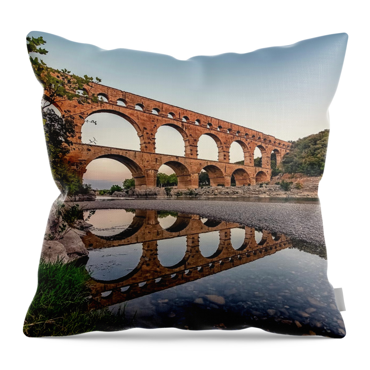 Ancient Throw Pillow featuring the photograph Pont du Gard by Manjik Pictures