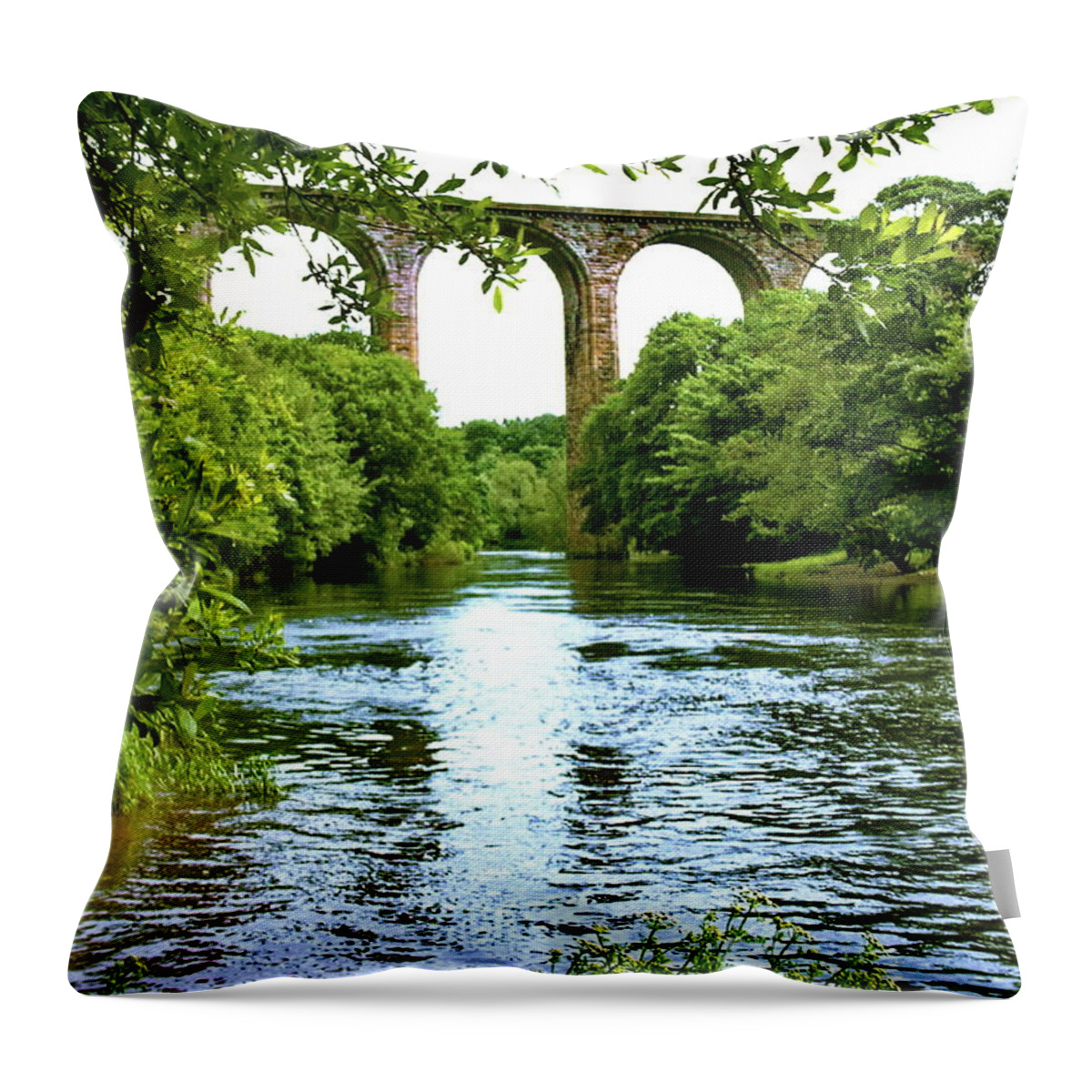 Aquaduct Throw Pillow featuring the photograph Pontcysyllte Aqueduct by Ann Dixon
