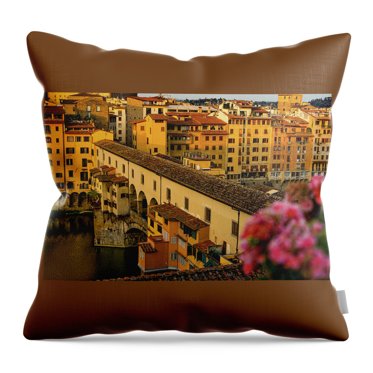 Tuscany Throw Pillow featuring the photograph Ponte Vecchio by Marian Tagliarino