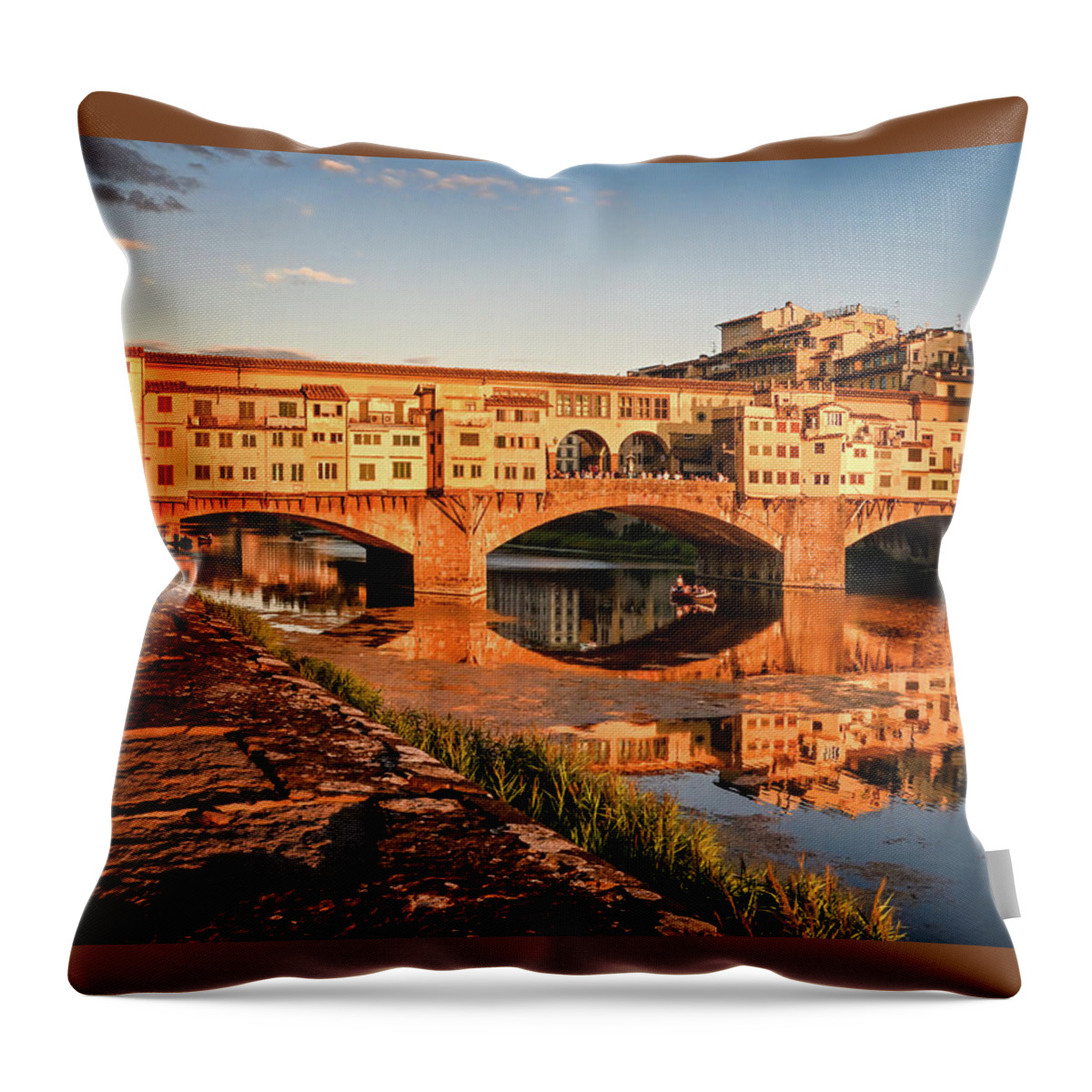 Ponte Vecchio Throw Pillow featuring the photograph Ponte Vecchio by Steven Nelson