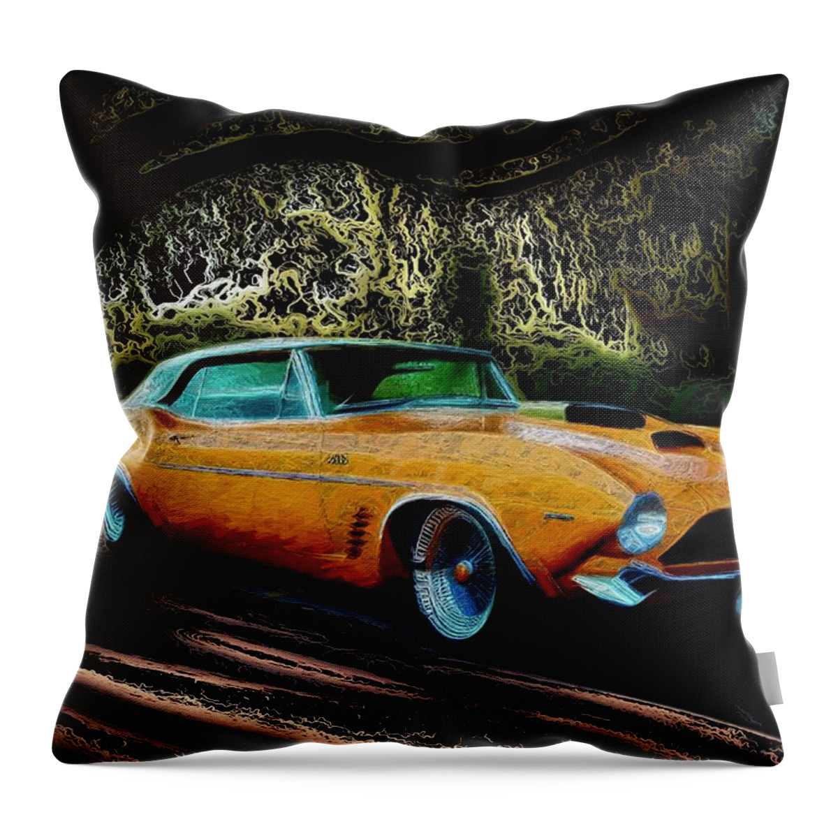 Car Throw Pillow featuring the mixed media Pontiac GTO by Anas Afash