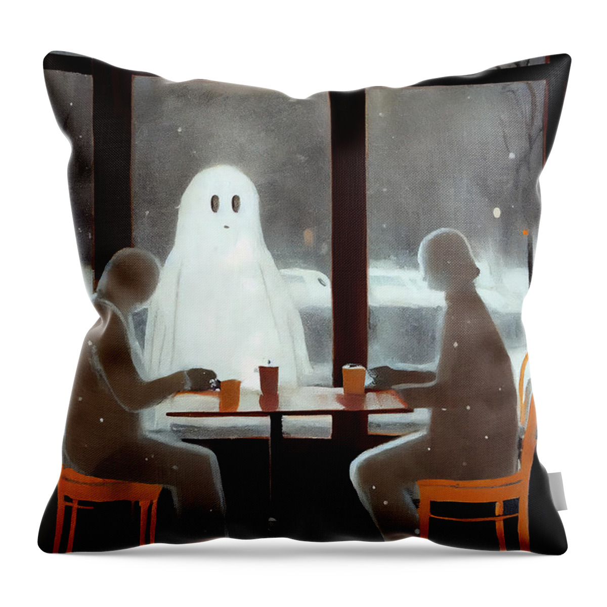 Ghost Throw Pillow featuring the painting Poor Ghost by N Akkash