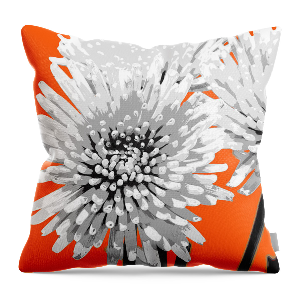 Popart Throw Pillow featuring the photograph PopART Anastacia Chrysanthemum-orange by Renee Spade Photography