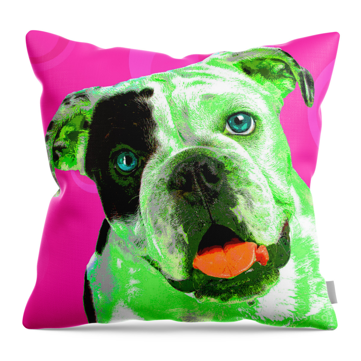 Dogs Throw Pillow featuring the photograph PopART Bulldog Puppy by Renee Spade Photography