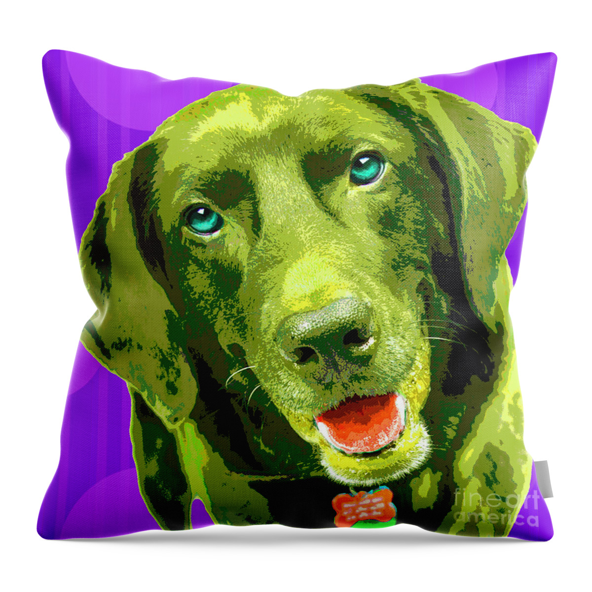 Dogs Throw Pillow featuring the photograph PopART Chocolate Lab by Renee Spade Photography