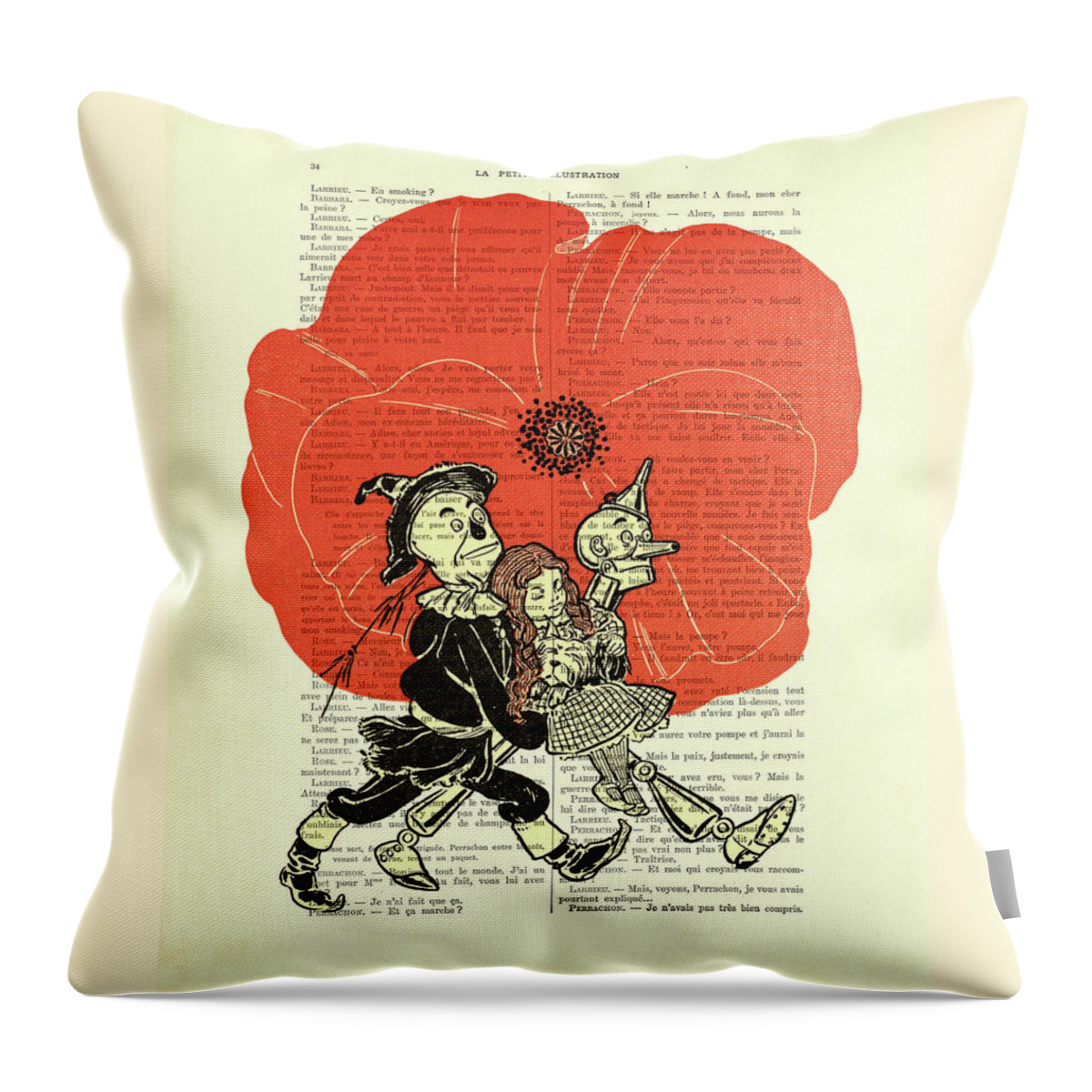 Oz Throw Pillow featuring the mixed media Poppy Field by Madame Memento