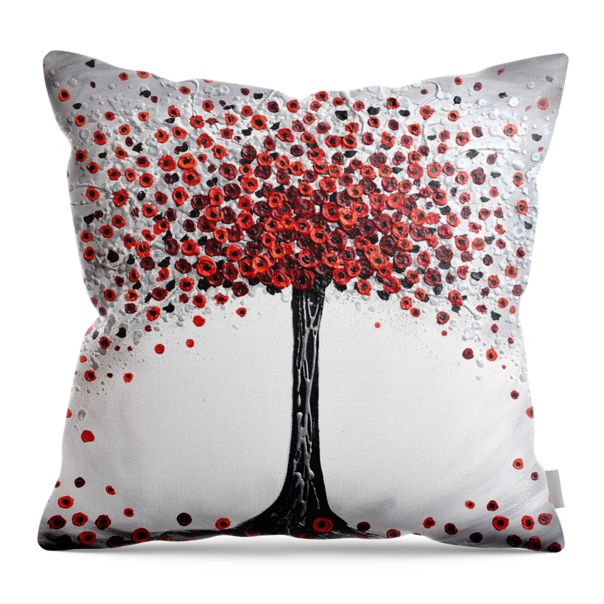 Red Poppies Throw Pillow featuring the painting Poppy Tree by Amanda Dagg