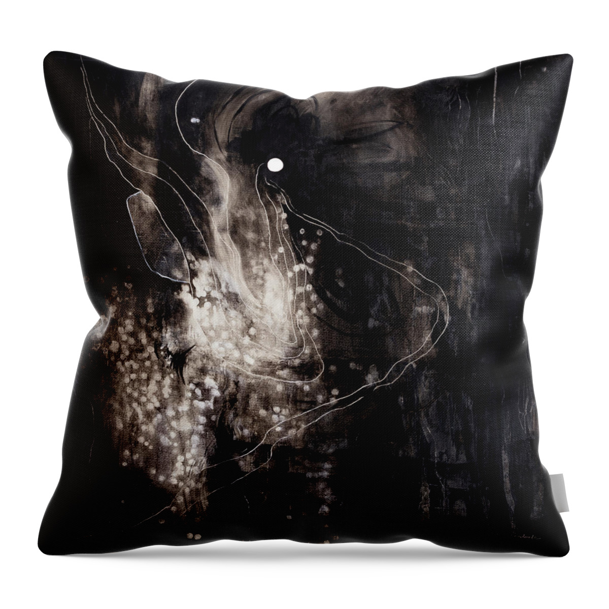 Nikita Coulombe Throw Pillow featuring the painting Portal II - White Dot by Nikita Coulombe