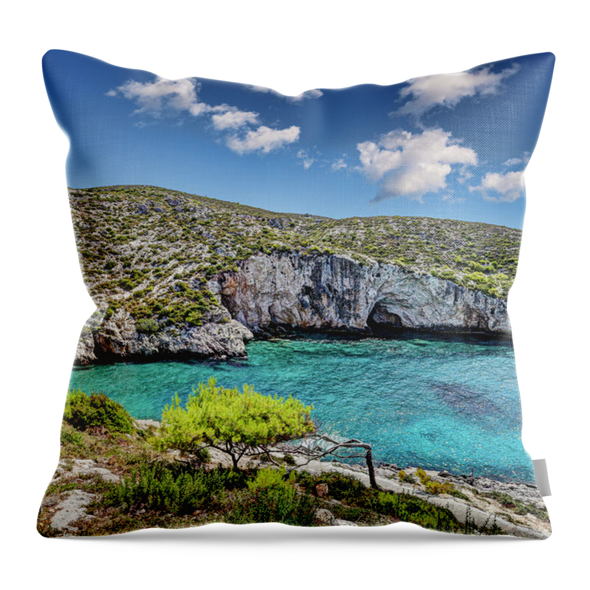 Porto Throw Pillow featuring the photograph Porto Limnionas in Zakynthos, Greece by Constantinos Iliopoulos