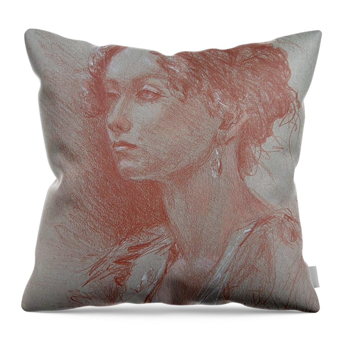 Portrait Throw Pillow featuring the drawing Portrait from life by James Andrews