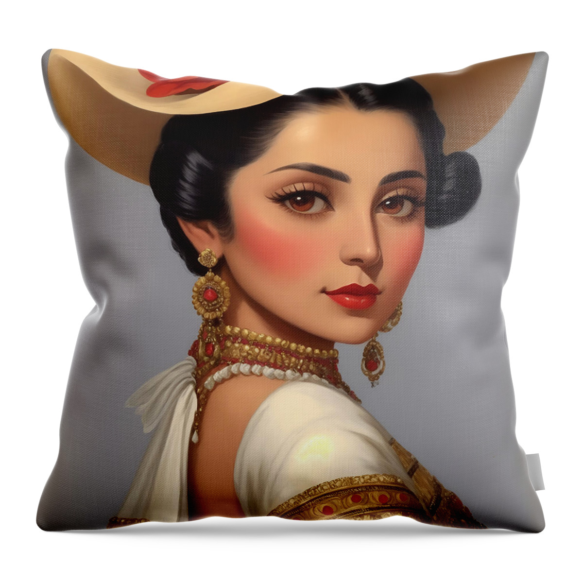 Beauty Throw Pillow featuring the digital art Portrait of a Woman #52923-2 by Mark Greenberg