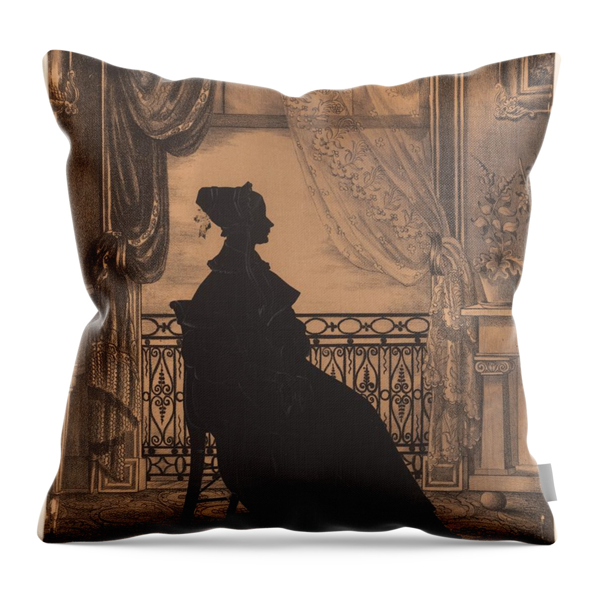 Vintage Throw Pillow featuring the painting Portrait of a Woman before a Window Attributed to William Henry Brown by MotionAge Designs