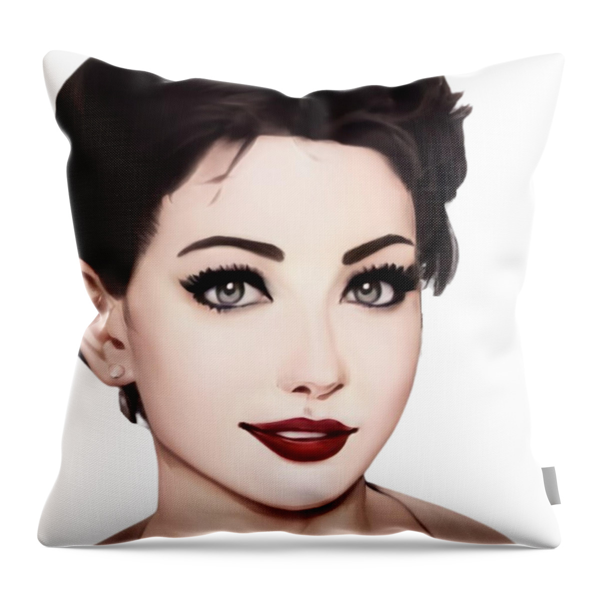 Woman Throw Pillow featuring the digital art Portrait of a Woman by Caterina Christakos
