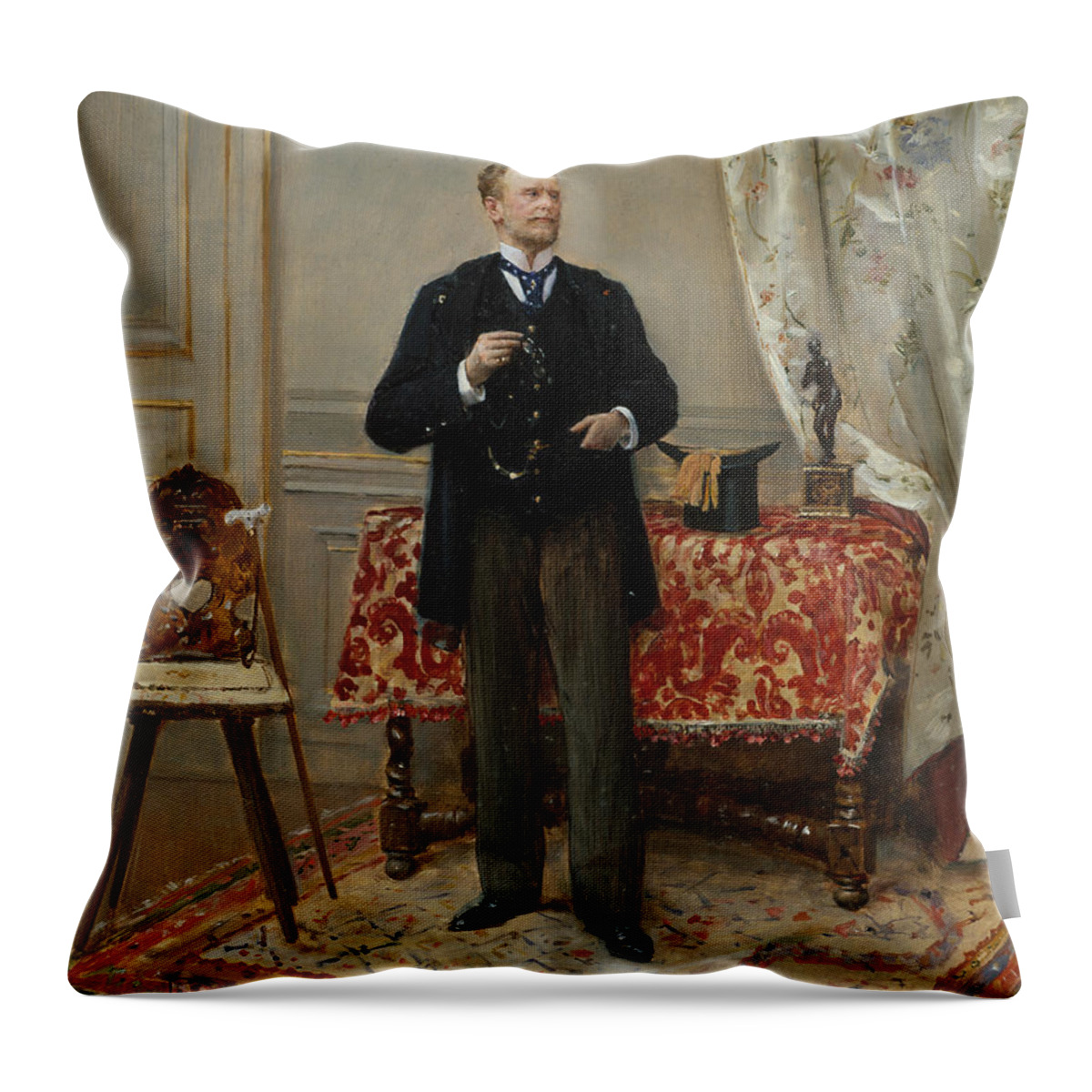 19th Century Painters Throw Pillow featuring the painting Portrait of Edmond Taigny by Jean Beraud