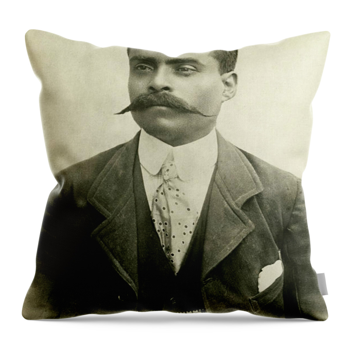 Emiliano Zapata Throw Pillow featuring the painting Portrait of Emiliano Zapata, 1910-1919 by American School