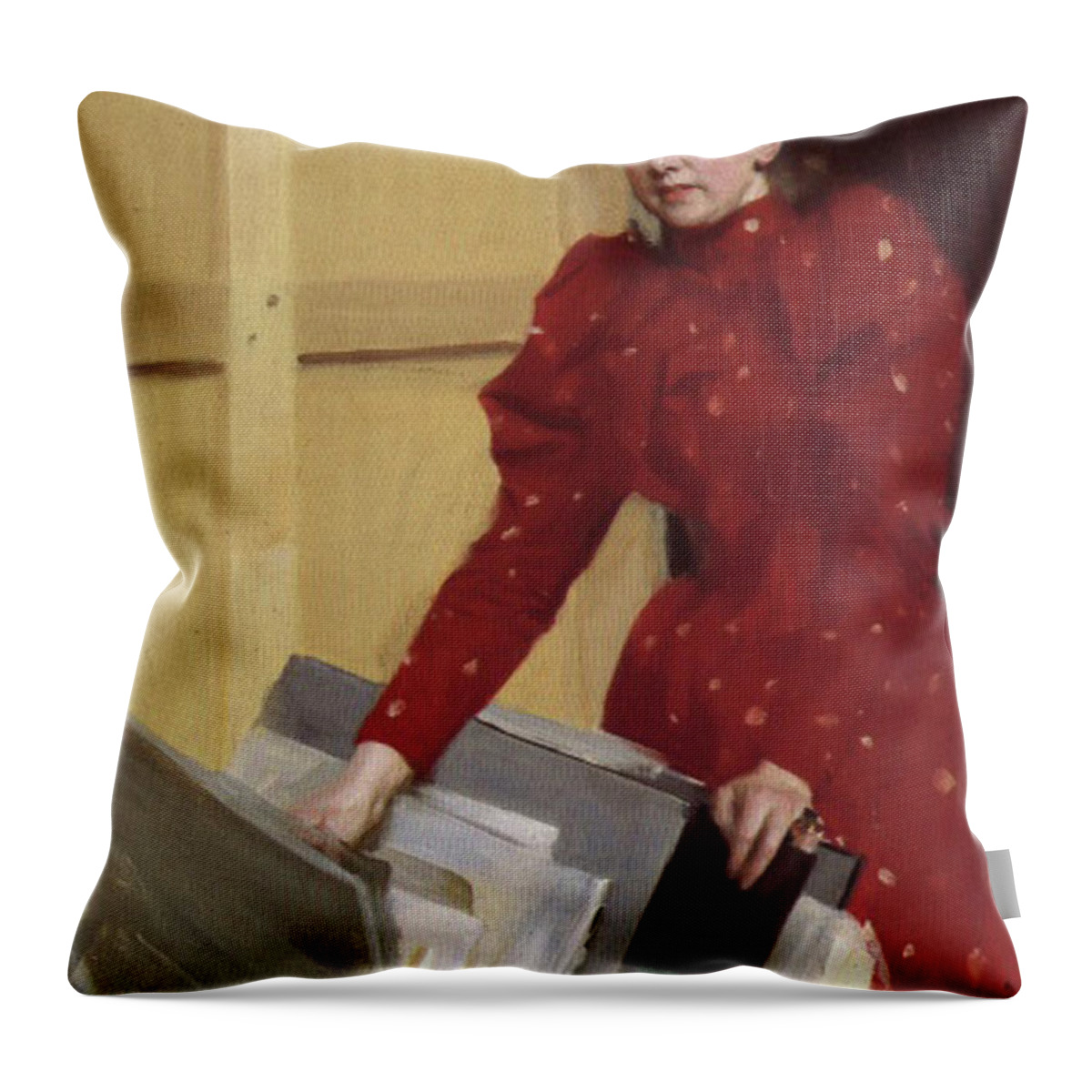 Zorn Throw Pillow featuring the painting Portrait of Emma Zorn in the Paris studio by Zorn